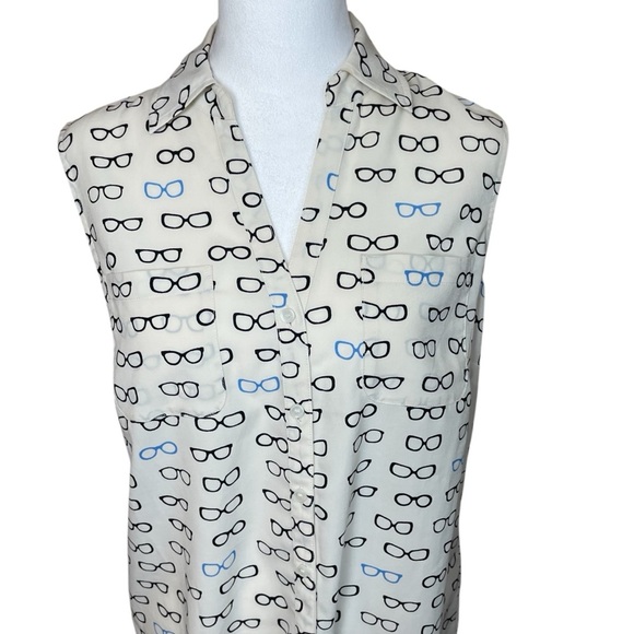 Talbots Nantucket Blouse Eyeglasses Collared Button up Sleeveless Medium Eyewear - Picture 3 of 9